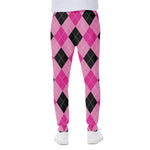 Pink And Black Argyle Pattern Print Scuba Joggers