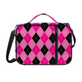 Pink And Black Argyle Pattern Print Shoulder Strap Bible Bag