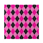 Pink And Black Argyle Pattern Print Silk Bandana