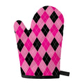 Pink And Black Argyle Pattern Print Single Oven Mitt