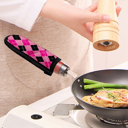 Pink And Black Argyle Pattern Print Skillet Handle Cover