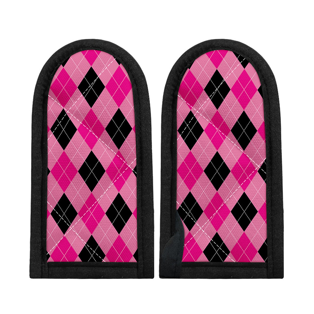 Pink And Black Argyle Pattern Print Skillet Handle Cover