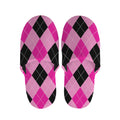 Pink And Black Argyle Pattern Print Slippers
