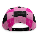 Pink And Black Argyle Pattern Print Snapback Cap