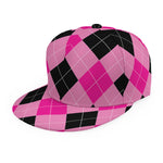 Pink And Black Argyle Pattern Print Snapback Cap