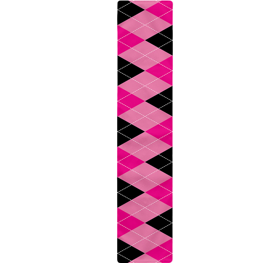 Pink And Black Argyle Pattern Print Table Runner