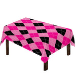 Pink And Black Argyle Pattern Print Tablecloth