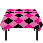 Pink And Black Argyle Pattern Print Tablecloth