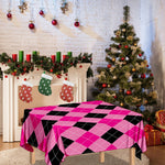 Pink And Black Argyle Pattern Print Tablecloth