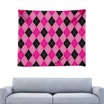Pink And Black Argyle Pattern Print Tapestry