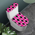 Pink And Black Argyle Pattern Print Toilet Lid And Tank Cover Set