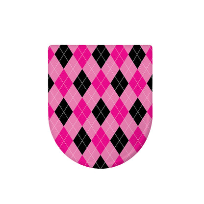 Pink And Black Argyle Pattern Print Toilet Lid Cover