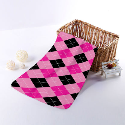 Pink And Black Argyle Pattern Print Towel