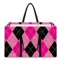 Pink And Black Argyle Pattern Print Utility Tote Bag
