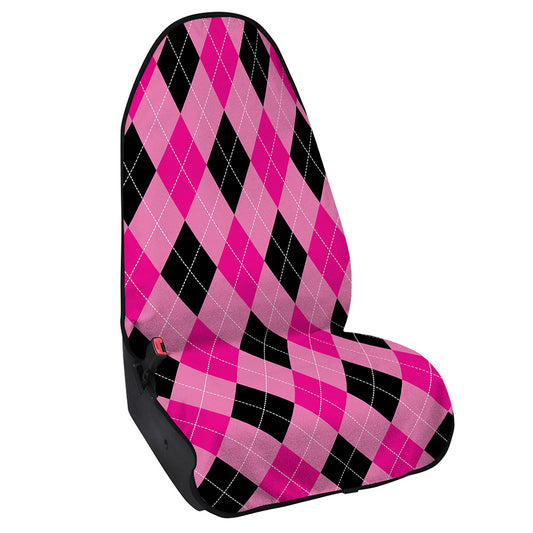 Pink And Black Argyle Pattern Print Waterproof Car Seat Cover
