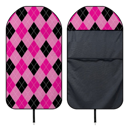 Pink And Black Argyle Pattern Print Waterproof Car Seat Cover
