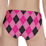 Pink And Black Argyle Pattern Print Women's Panties