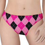 Pink And Black Argyle Pattern Print Women's Thong