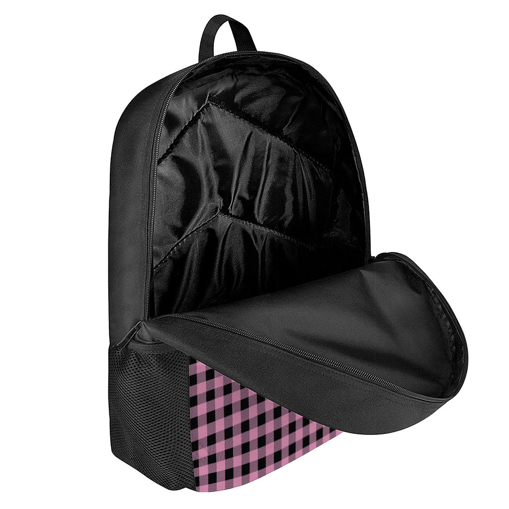 Pink And Black Buffalo Check Print 17 Inch Backpack