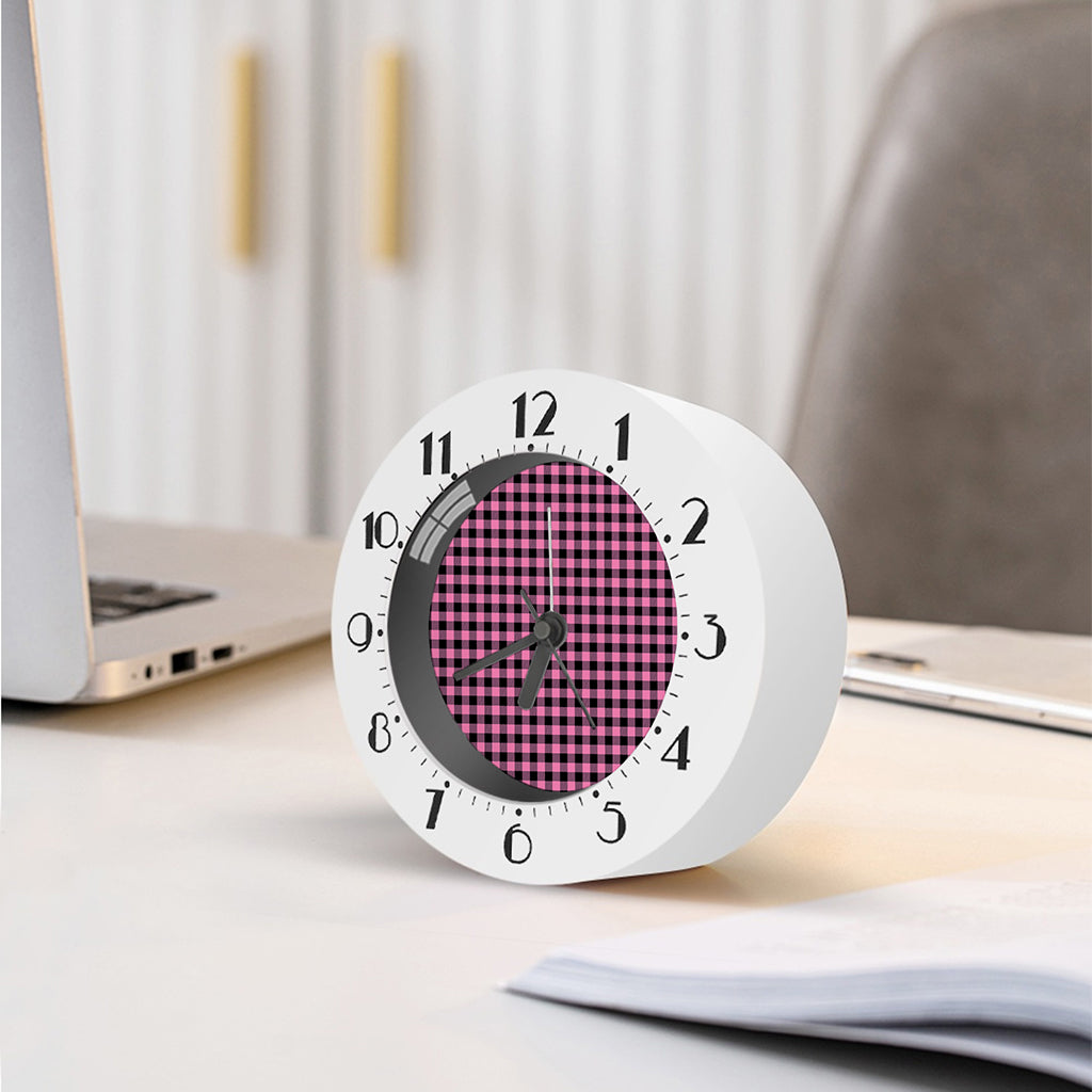 Pink And Black Buffalo Check Print Alarm Clock