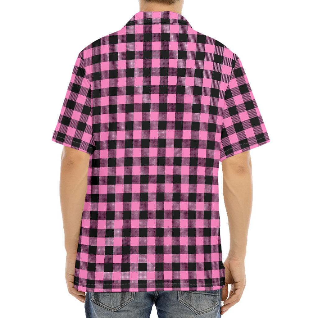 Pink And Black Buffalo Check Print Aloha Shirt