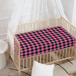 Pink And Black Buffalo Check Print Baby Crib Sheet
