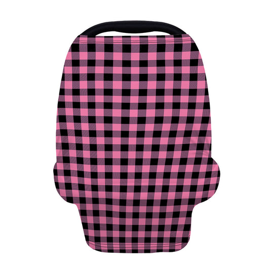 Pink And Black Buffalo Check Print Baby Seat Cover