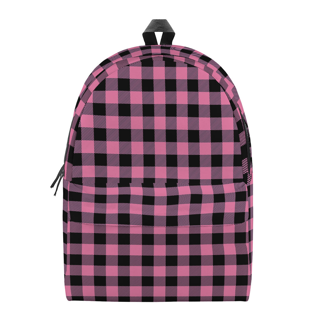Pink And Black Buffalo Check Print Backpack
