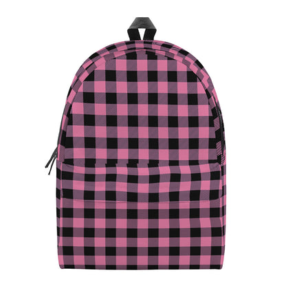 Pink And Black Buffalo Check Print Backpack