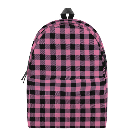 Pink And Black Buffalo Check Print Backpack