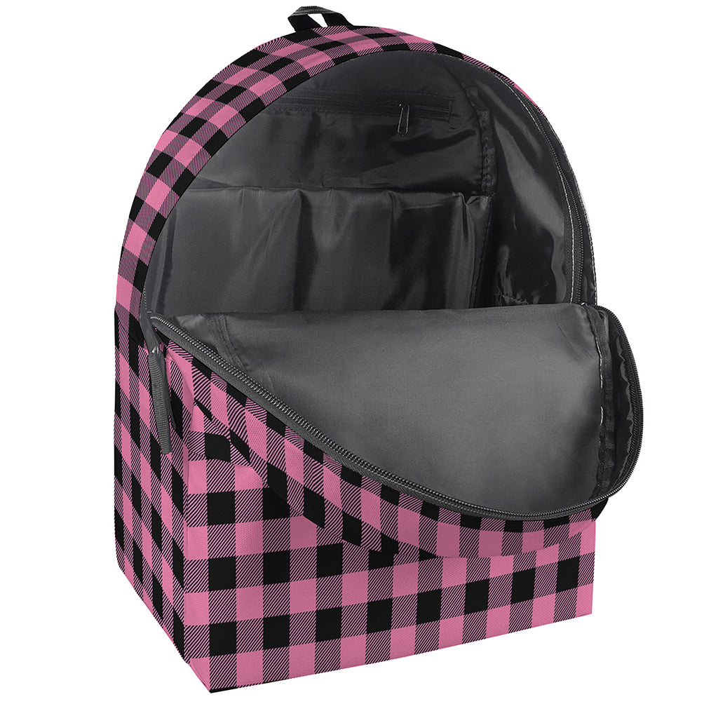 Pink And Black Buffalo Check Print Backpack