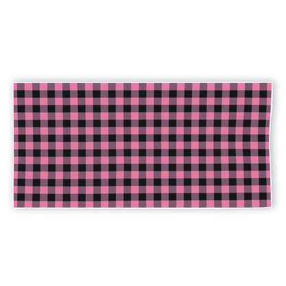 Pink And Black Buffalo Check Print Beach Towel