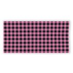 Pink And Black Buffalo Check Print Beach Towel