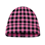 Pink And Black Buffalo Check Print Beanie
