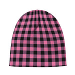 Pink And Black Buffalo Check Print Beanie