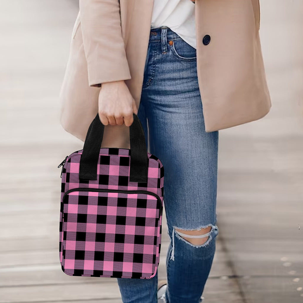 Pink And Black Buffalo Check Print Bible Tote Bag