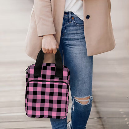 Pink And Black Buffalo Check Print Bible Tote Bag