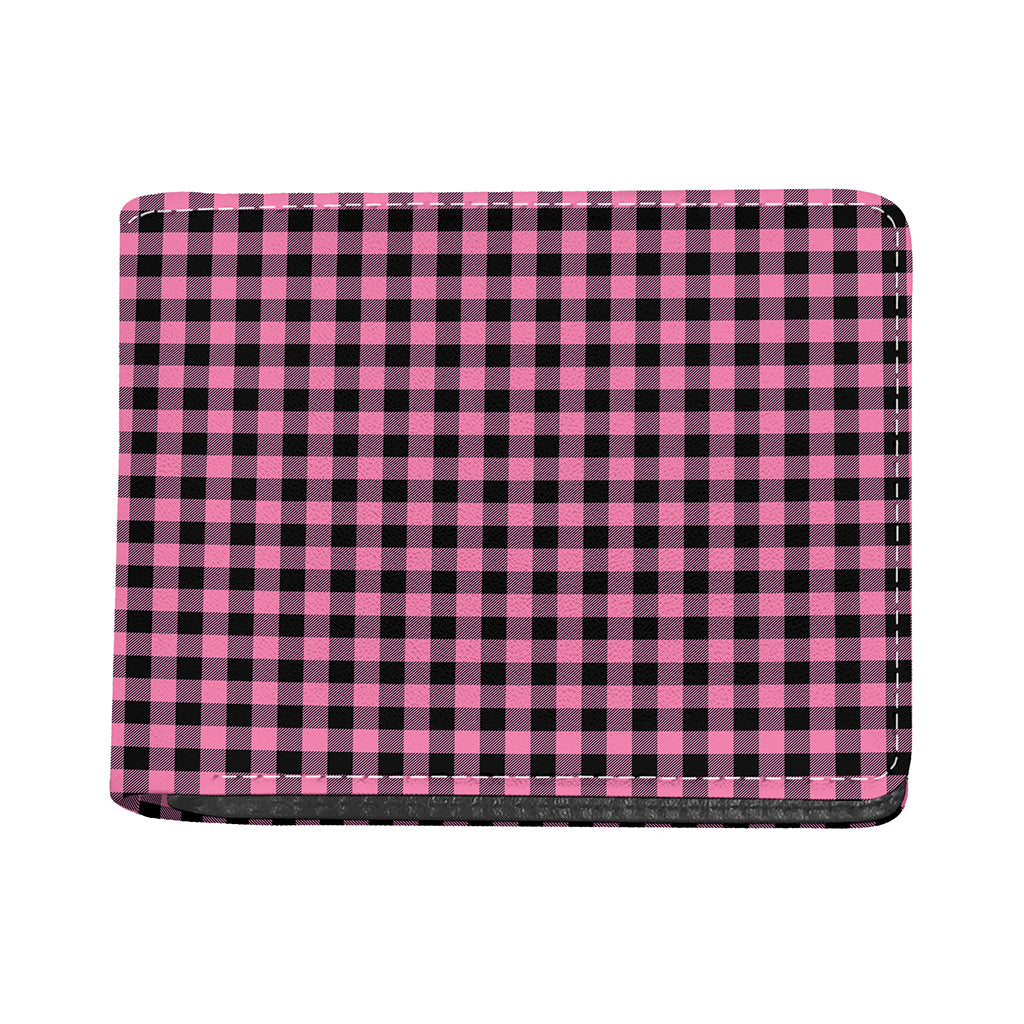 Pink And Black Buffalo Check Print Bifold Wallet