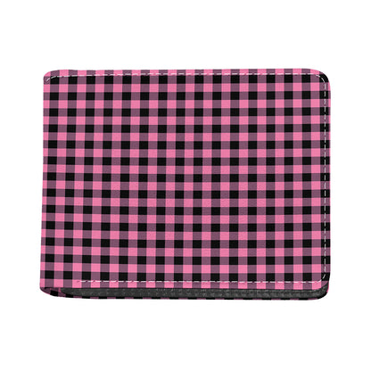 Pink And Black Buffalo Check Print Bifold Wallet