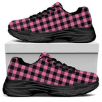 Pink And Black Buffalo Check Print Black Chunky Shoes