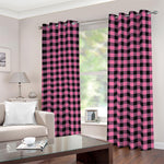 Pink And Black Buffalo Check Print Blackout Grommet Curtains