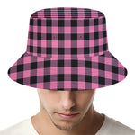 Pink And Black Buffalo Check Print Bucket Hat