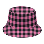 Pink And Black Buffalo Check Print Bucket Hat