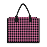 Pink And Black Buffalo Check Print Canvas Tote Bag