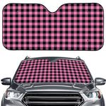 Pink And Black Buffalo Check Print Car Windshield Sun Shade