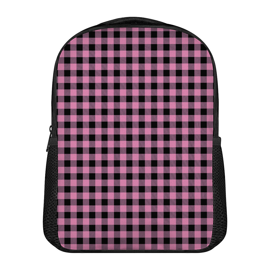 Pink And Black Buffalo Check Print Casual Backpack
