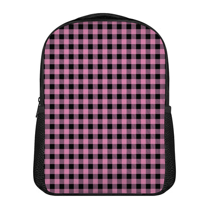 Pink And Black Buffalo Check Print Casual Backpack