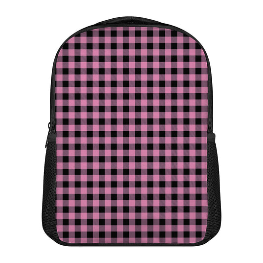 Pink And Black Buffalo Check Print Casual Backpack