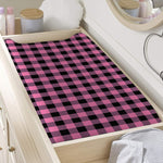Pink And Black Buffalo Check Print Changing Pad Cover