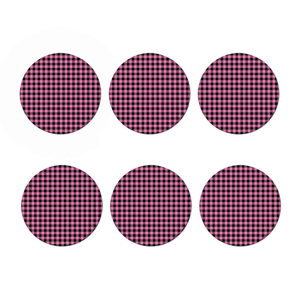 Pink And Black Buffalo Check Print Coaster Set